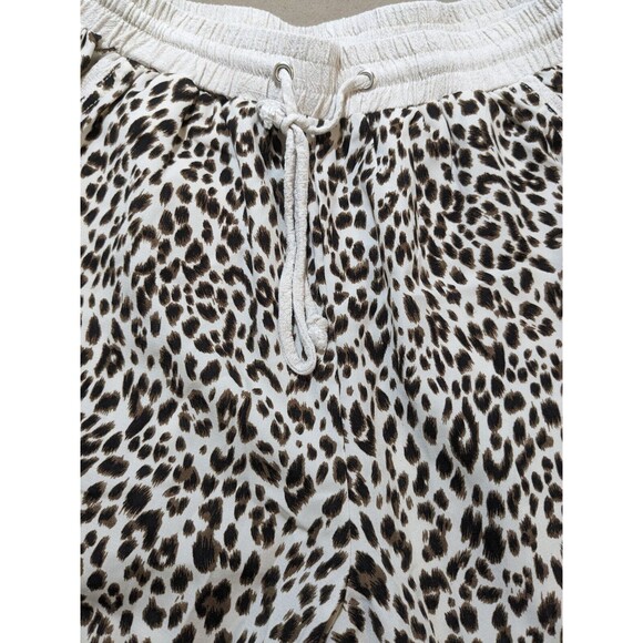 Umgee USA Oatmeal Leopard Print Elastic Waist Drawstring Jogger Pant Size Small - Picture 4 of 10